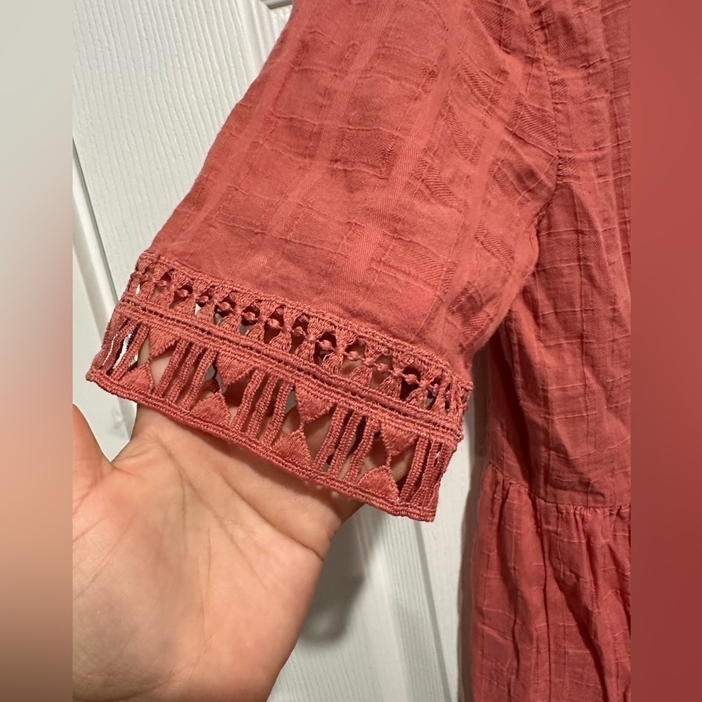 Knox Rose Coral Pink Boho Peasant Dress W/ Lining Size M - Picture 5 of 7